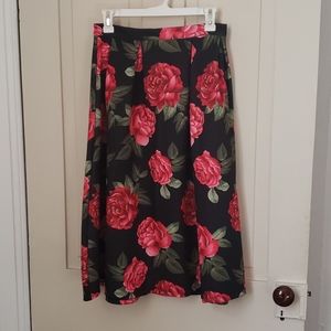 Floral Rose Back Midi Skirt
